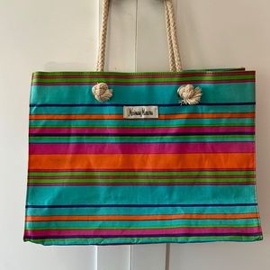 Neiman Marcus vintage bright stripes cotton canvas tote